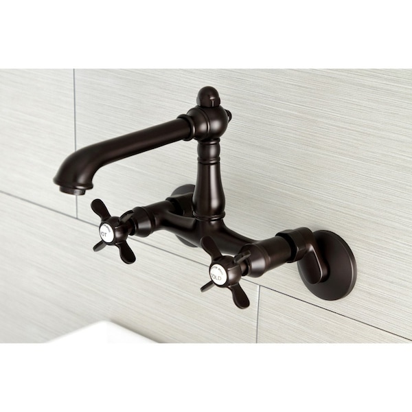 KS7225BEX Two-Handle Wall Mount Kitchen Faucet, Oil Rubbed Bronze